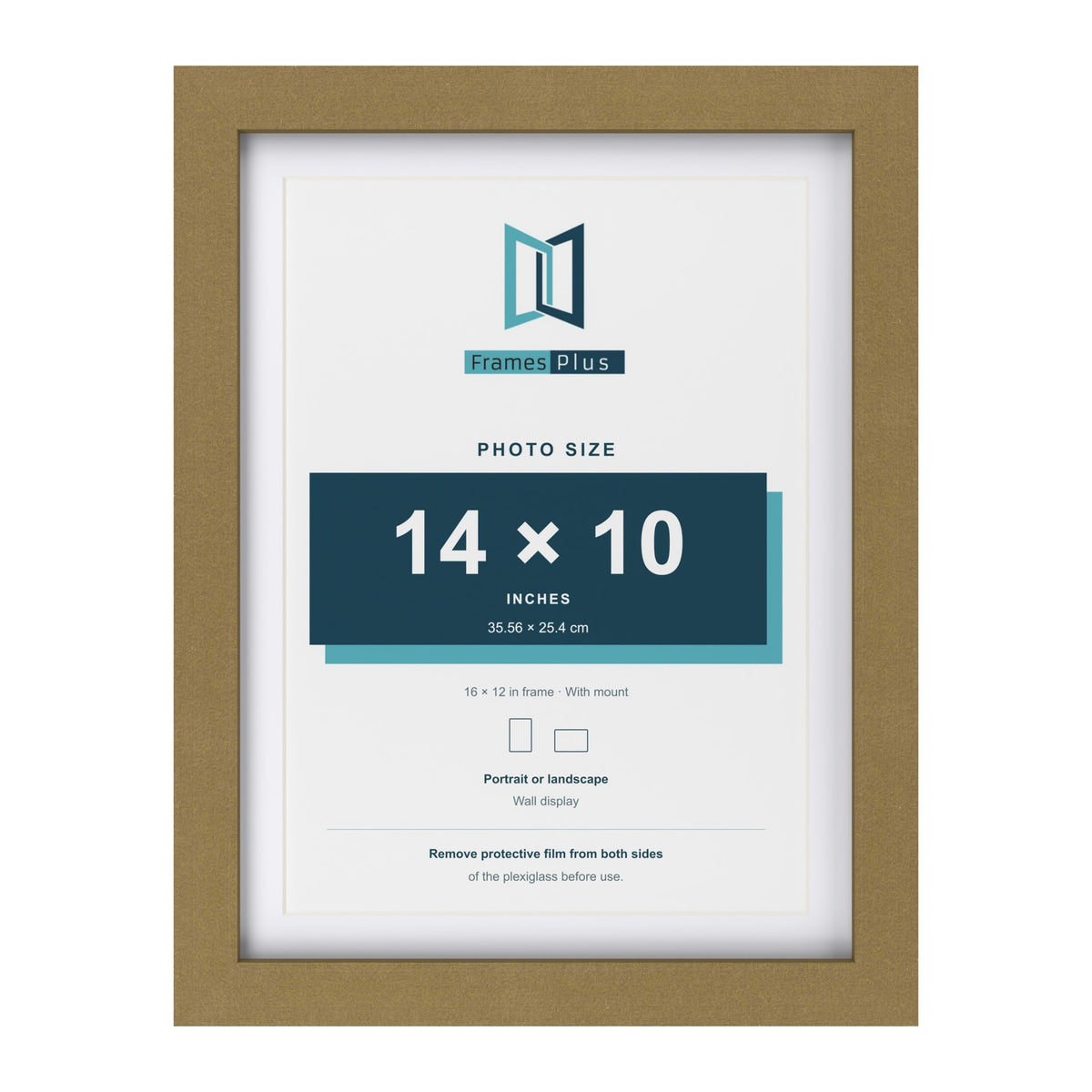 Gold 16 x 12 inch picture frame with a white mount for a 14 x 10 inch photo