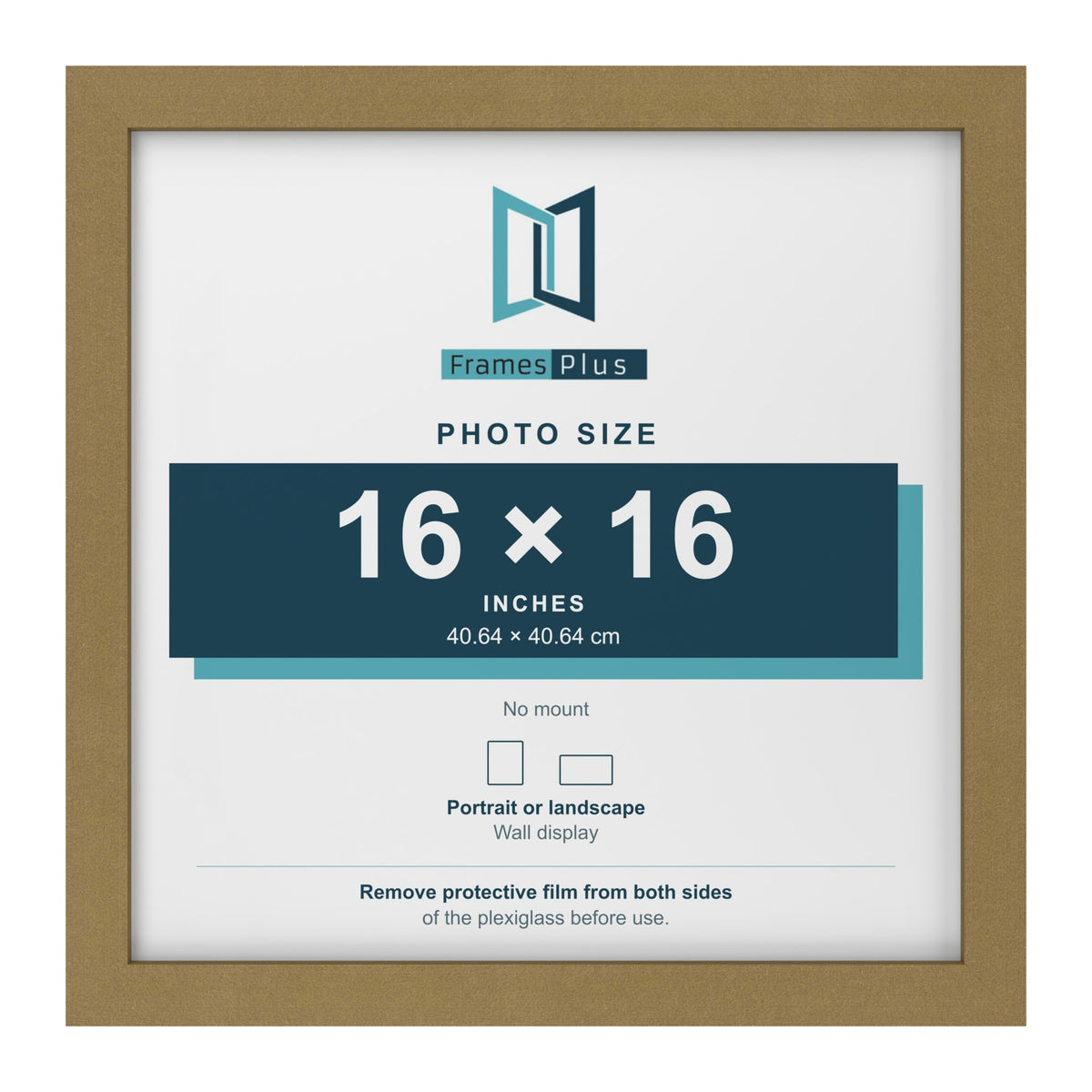 Gold picture frame for a 16 x 16 inch photo