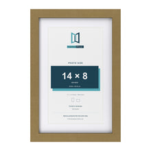 Gold 17 x 11 inch picture frame with a white mount for a 14 x 8 inch photo