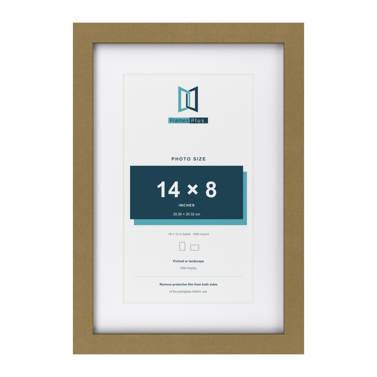 Gold 18 x 12 inch picture frame with a white mount for a 14 x 8 inch photo
