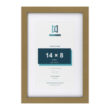 Gold 18 x 12 inch picture frame with a white mount for a 14 x 8 inch photo