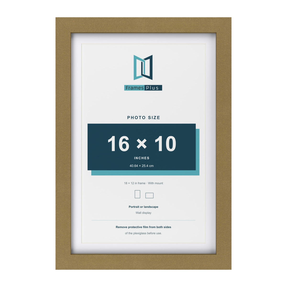 Gold 18 x 12 inch picture frame with a white mount for a 16 x 10 inch photo