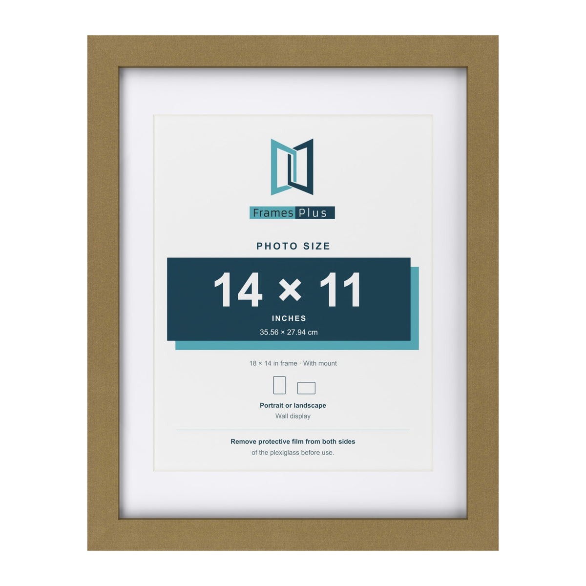 Gold 18 x 14 inch picture frame with a white mount for a 14 x 11 inch photo