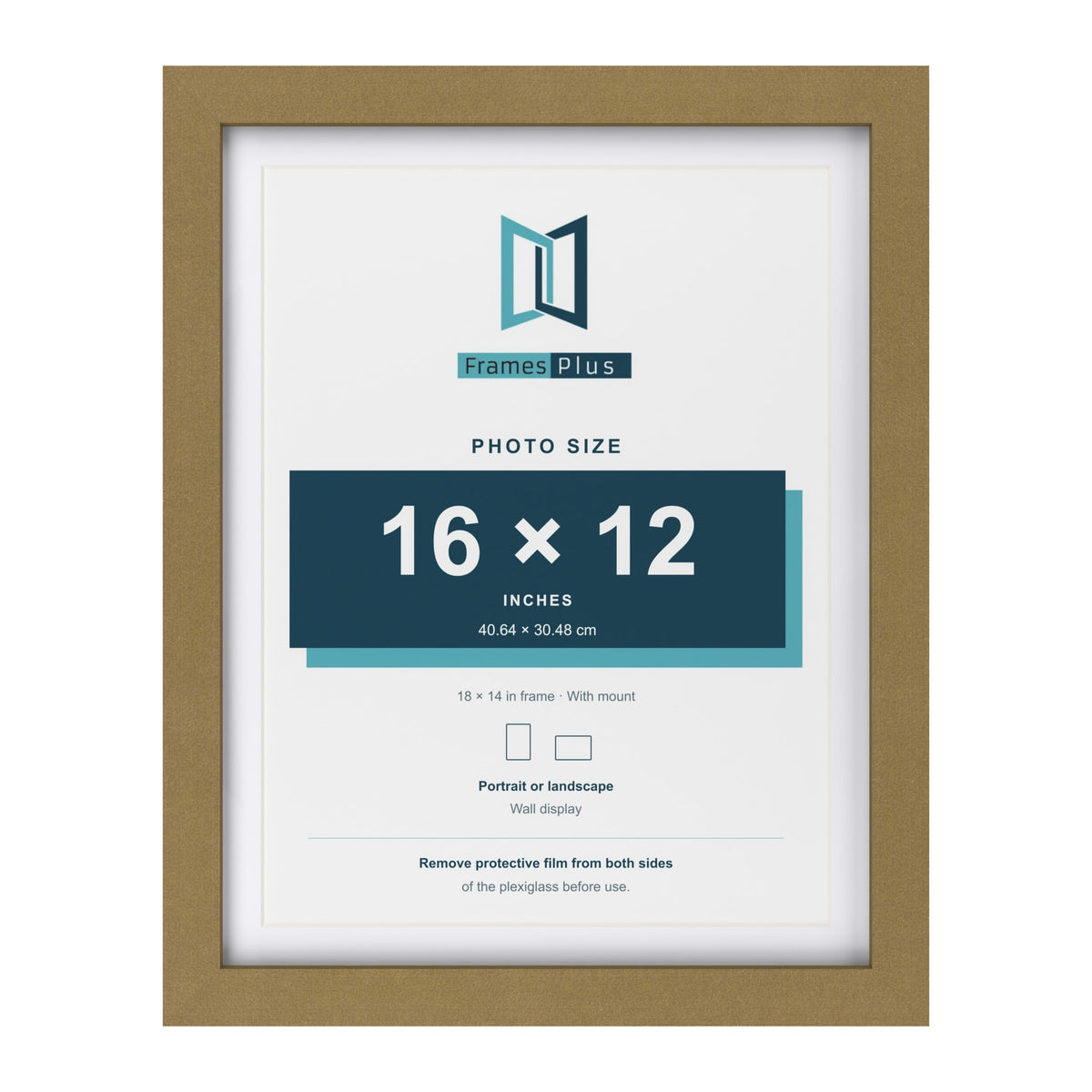 Gold 18 x 14 inch picture frame with a white mount for a 16 x 12 inch photo
