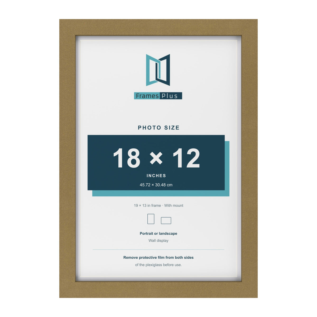 Gold 19 x 13 inch picture frame with a white mount for an 18 x 12 inch photo
