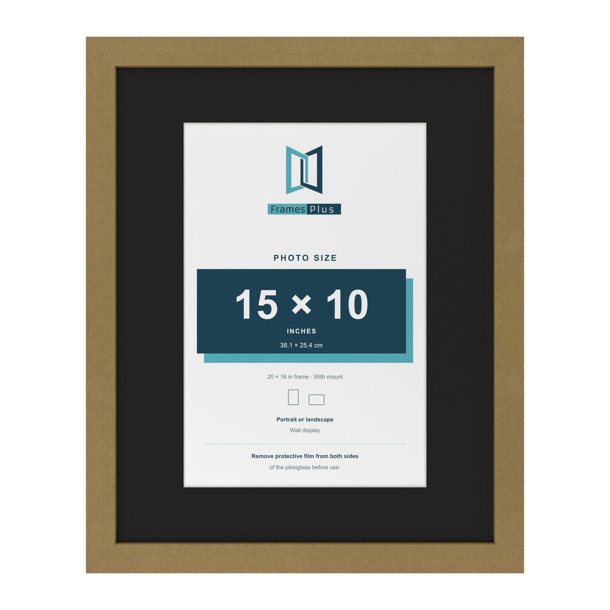 Gold 20 x 16 inch picture frame with a black mount for a 15 x 10 inch photo
