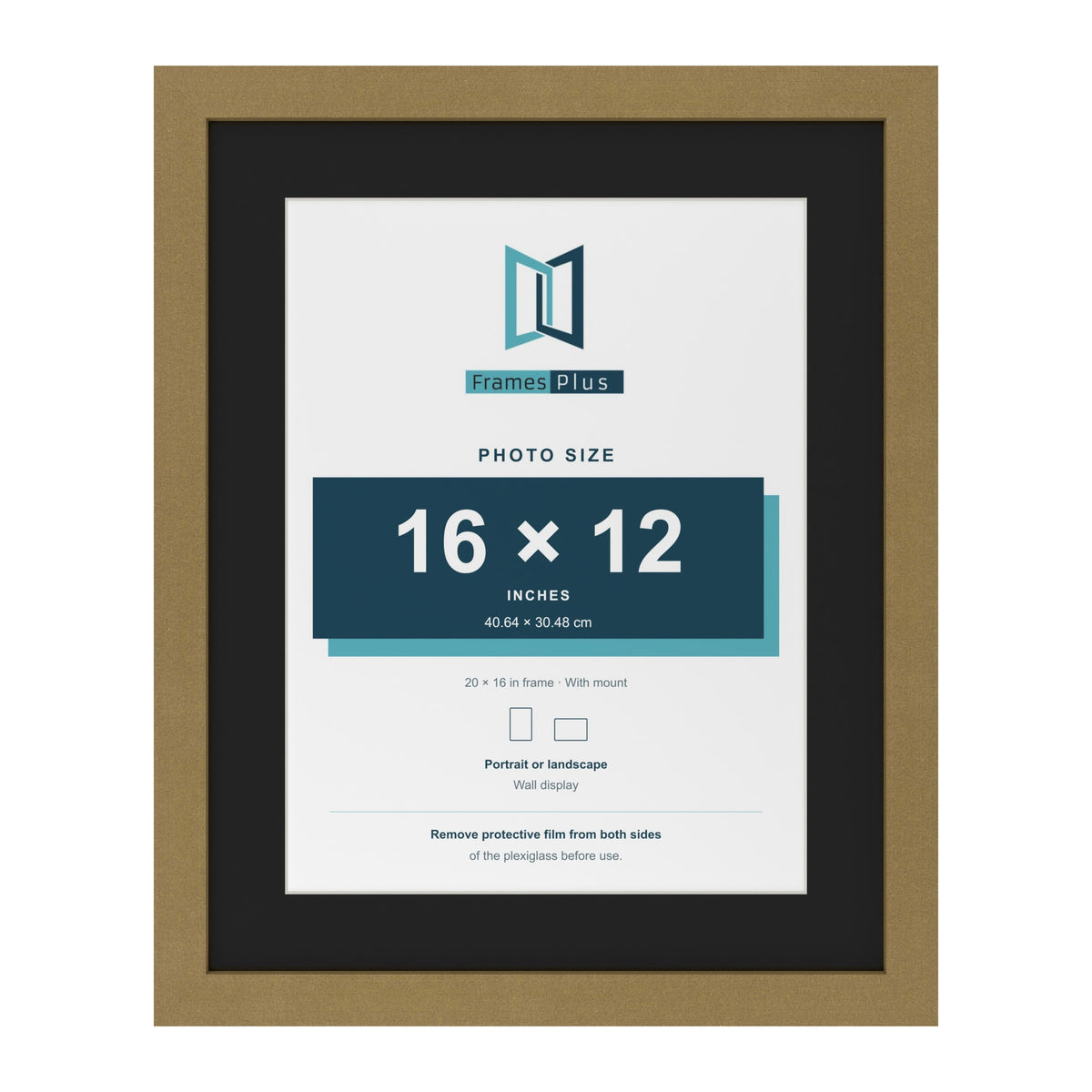 Gold 20 x 16 inch picture frame with a black mount for a 16 x 12 inch photo