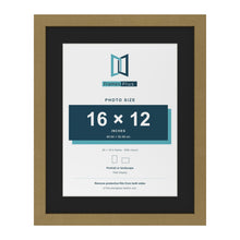 Gold 20 x 16 inch picture frame with a black mount for a 16 x 12 inch photo