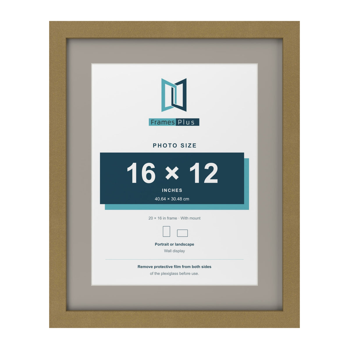 Gold 20 x 16 inch picture frame with a Dawn Grey mount for a 16 x 12 inch photo