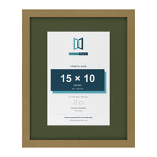 Gold 20 x 16 inch picture frame with a green mount for a 15 x 10 inch photo