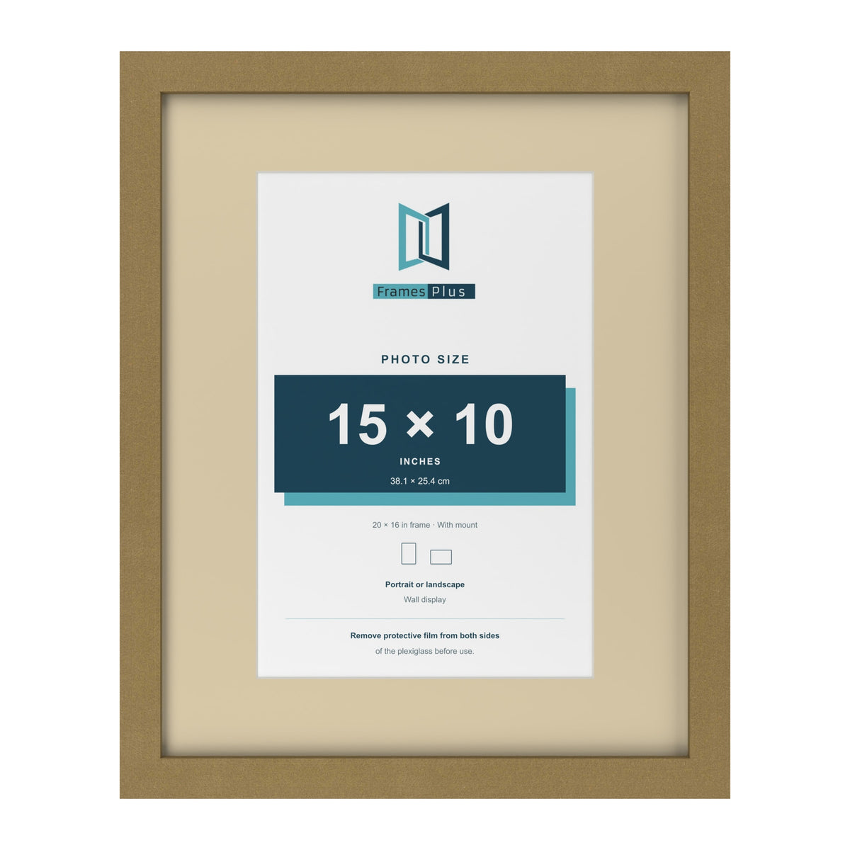 Gold 20 x 16 inch picture frame with an ivory mount for a 15 x 10 inch photo