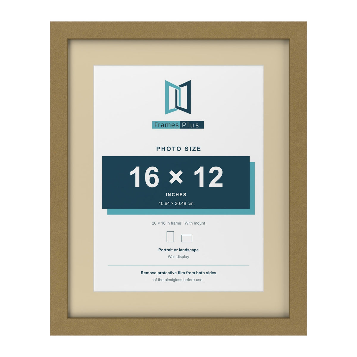 Gold 20 x 16 inch picture frame with an ivory mount for a 16 x 12 inch photo