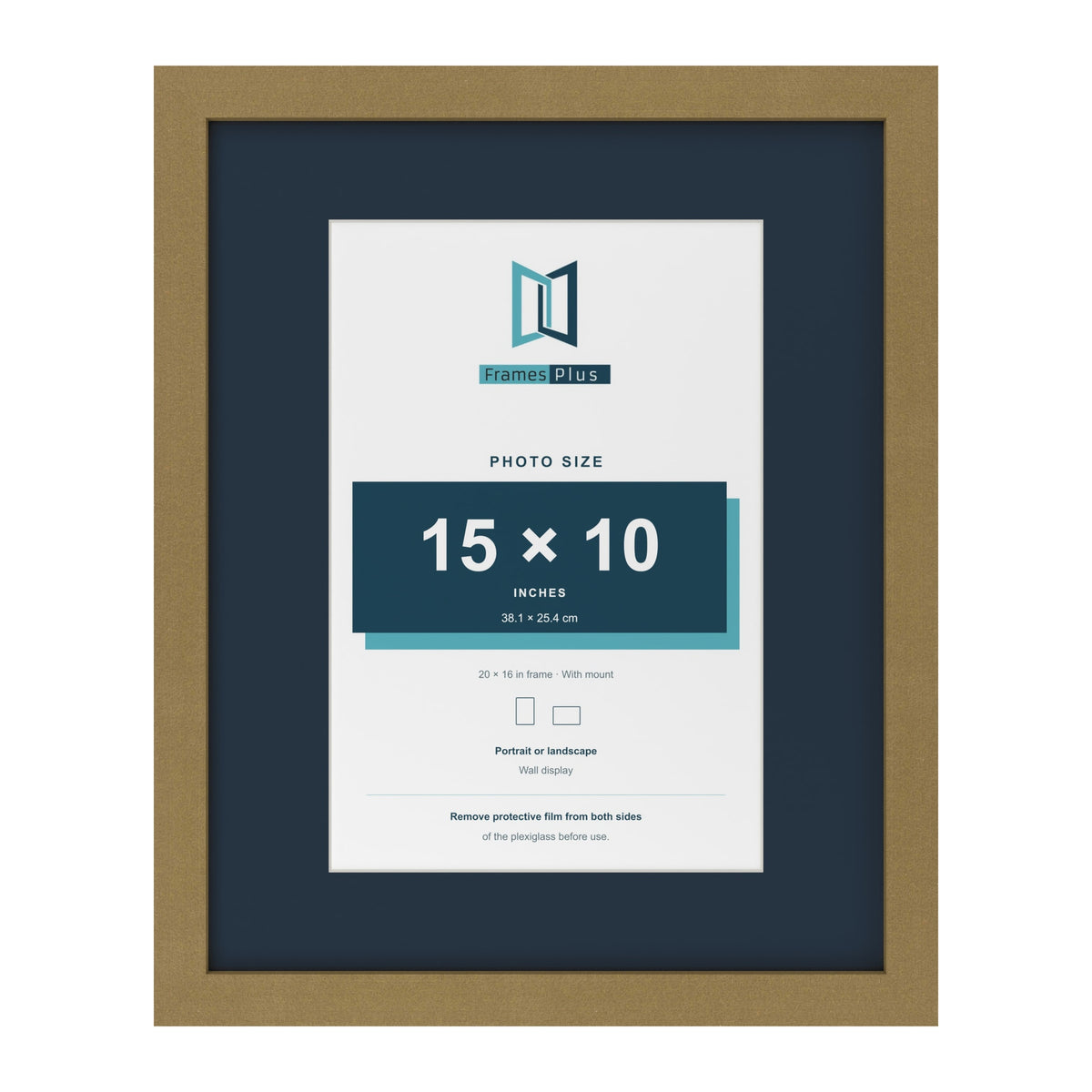 Gold 20 x 16 inch picture frame with a Pacific Blue mount for a 15 x 10 inch photo