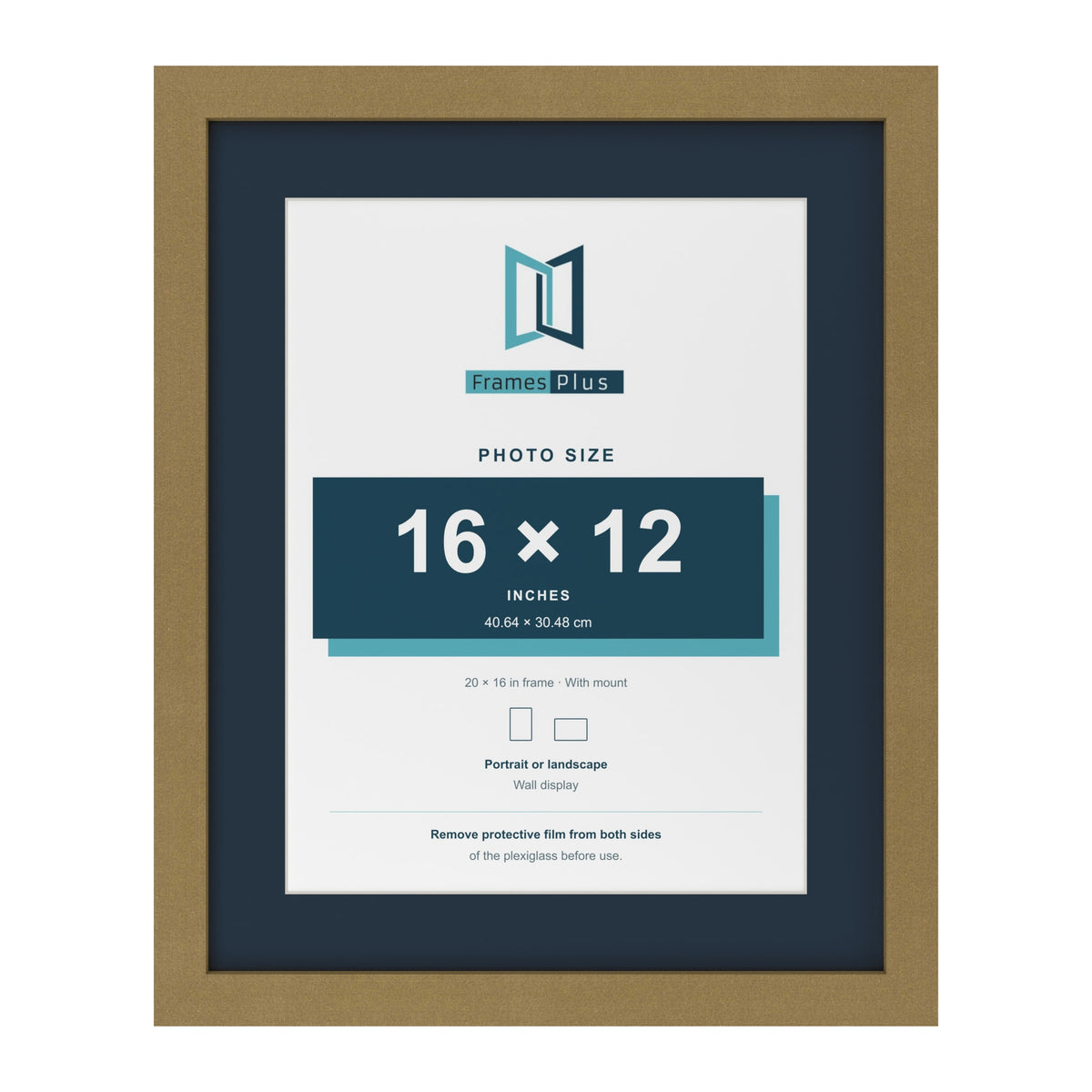 Gold 20 x 16 inch picture frame with a Pacific Blue mount for a 16 x 12 inch photo