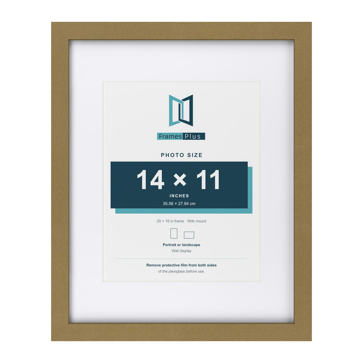 Gold 20 x 16 inch picture frame with a white mount for a 14 x 11 inch photo