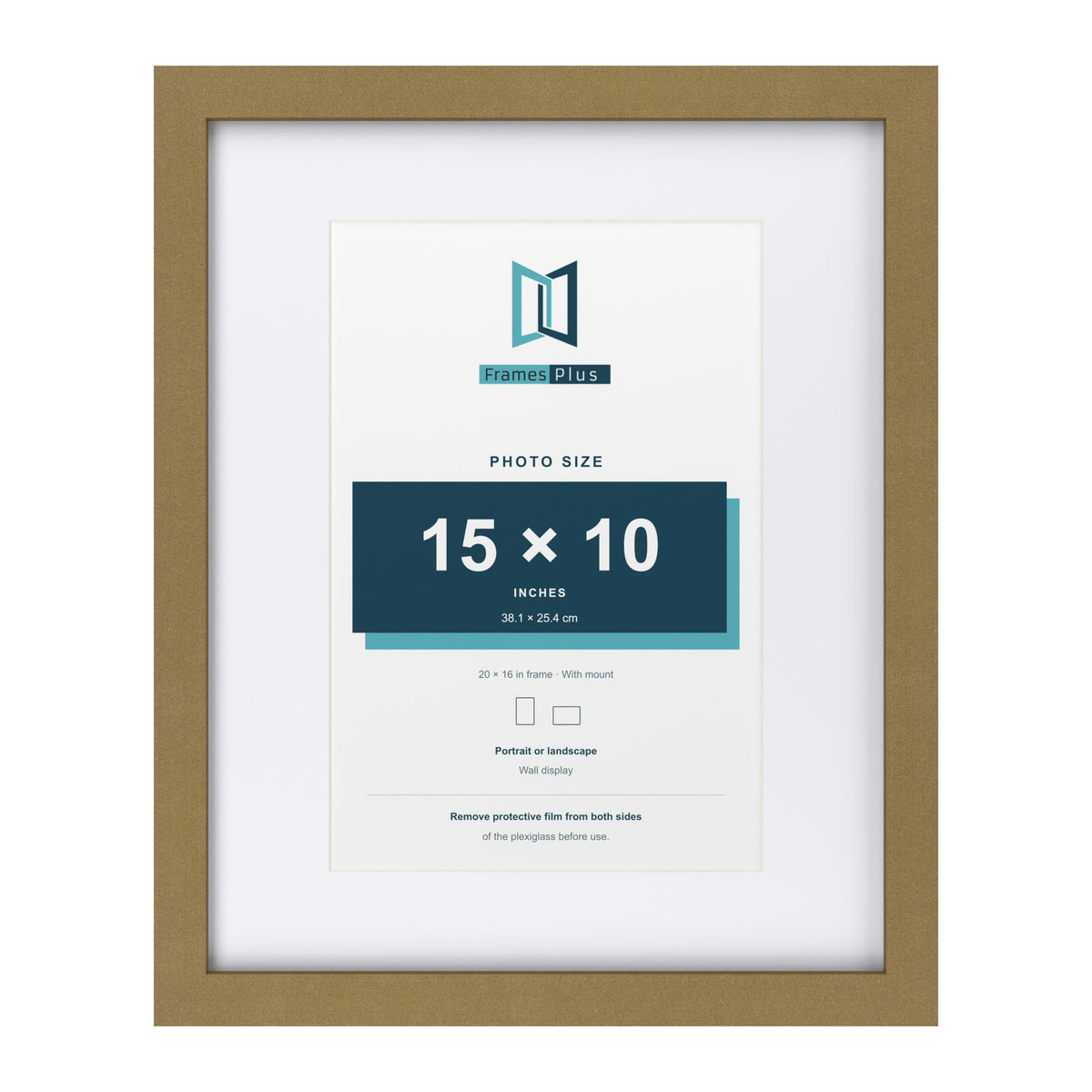 Gold 20 x 16 inch picture frame with a white mount for a 15 x 10 inch photo