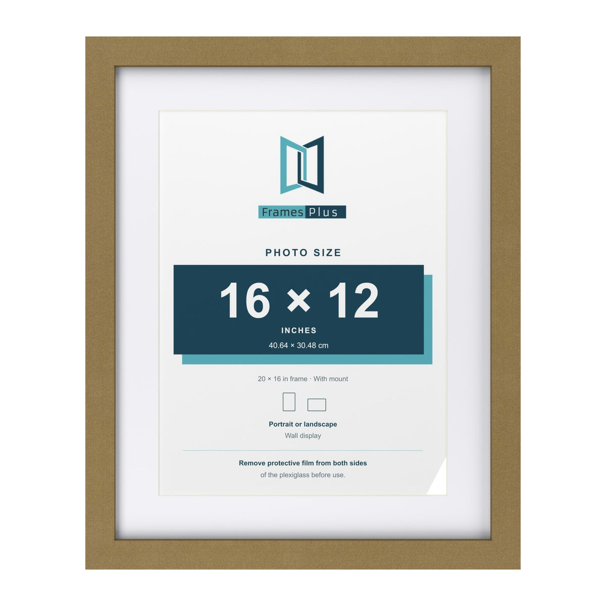 Gold 20 x 16 inch picture frame with a white mount for a 16 x 12 inch photo