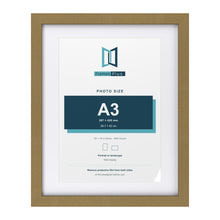 Gold 20 x 16 inch picture frame with a white mount for an A3 photo