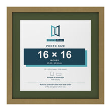 Gold 20 x 20 inch picture frame with a green mount for a 16 x 16 inch photo