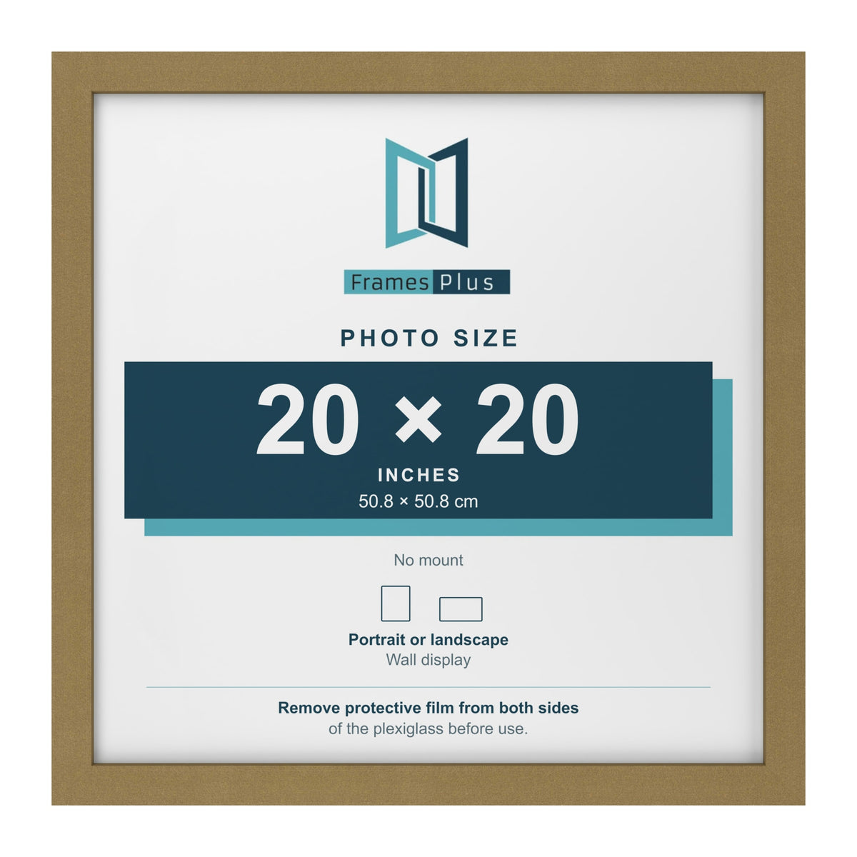 Gold picture frame for a 20 x 20 inch photo