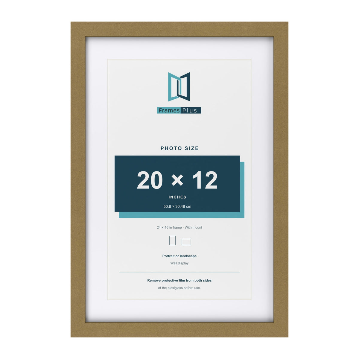 Gold 24 x 16 inch picture frame with a white mount for a 20 x 12 inch photo