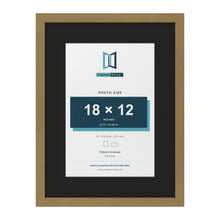 Gold 24 x 18 inch picture frame with a black mount for an 18 x 12 inch photo