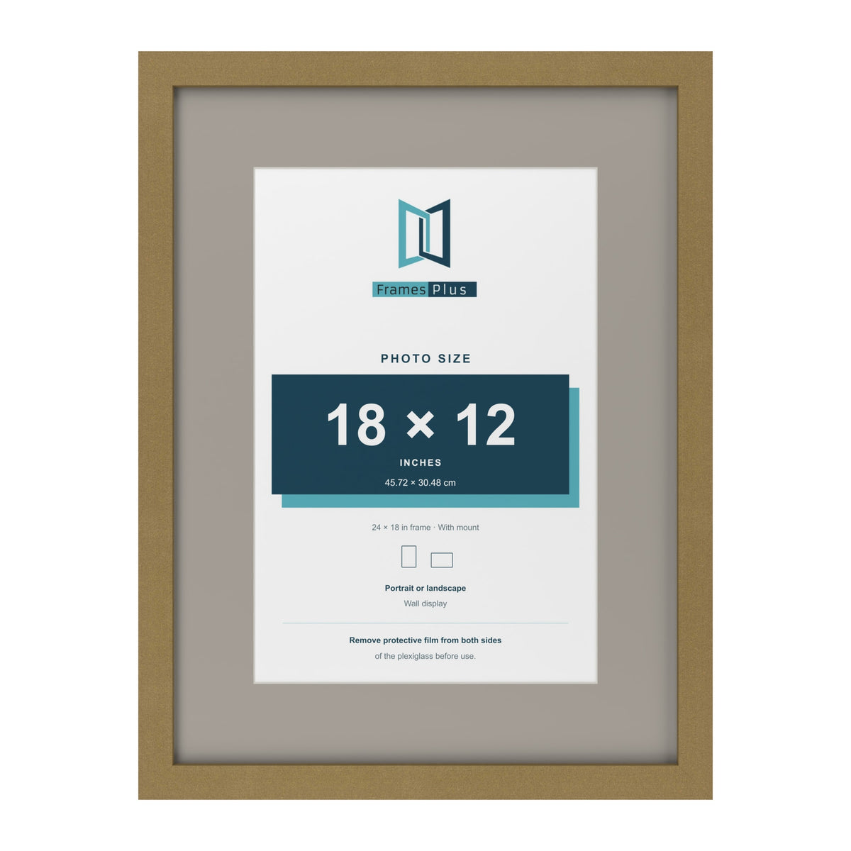 Gold 24 x 18 inch picture frame with a Dawn Grey mount for an 18 x 12 inch photo