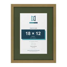 Gold 24 x 18 inch picture frame with a green mount for an 18 x 12 inch photo