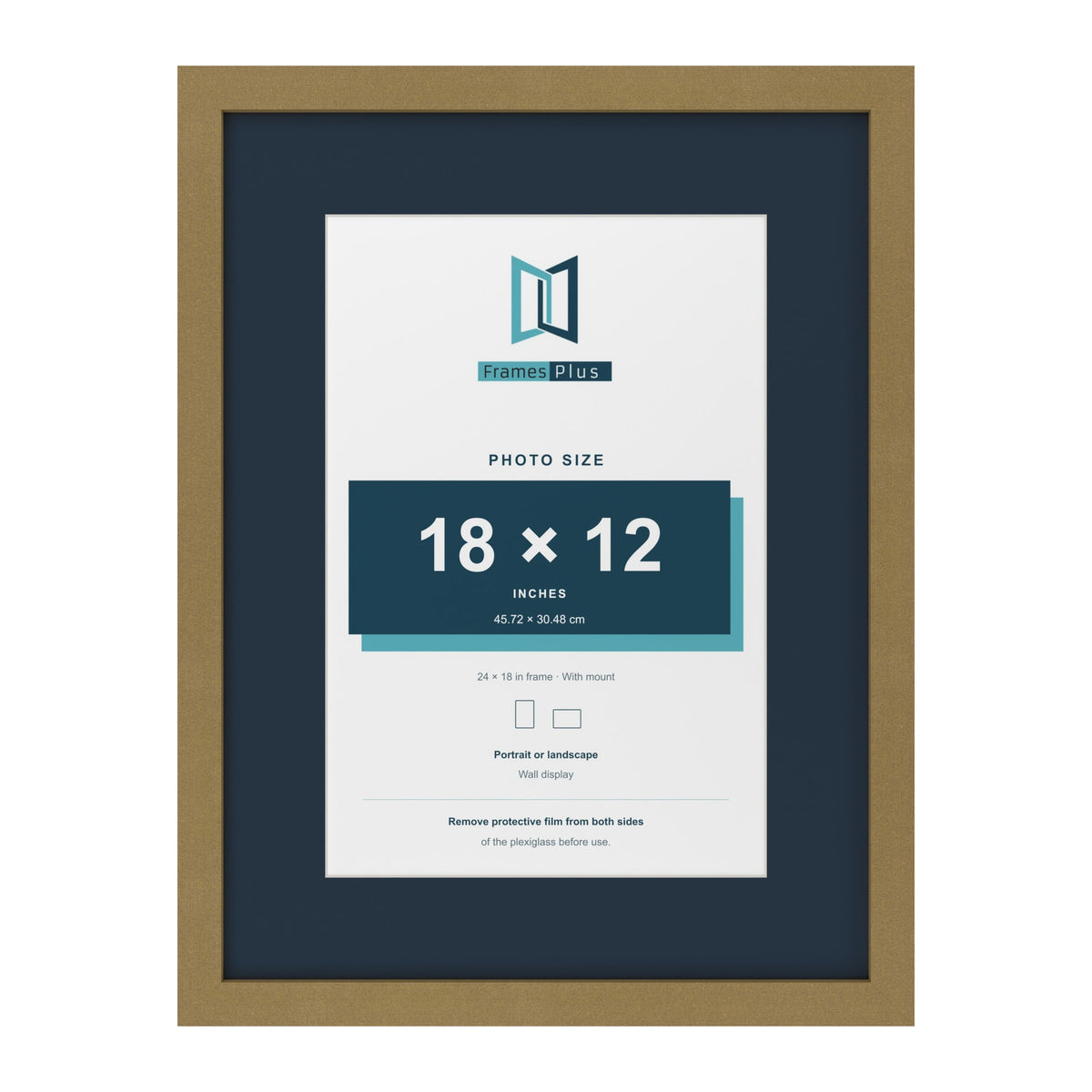 Gold 24 x 18 inch picture frame with a Pacific Blue mount for an 18 x 12 inch photo