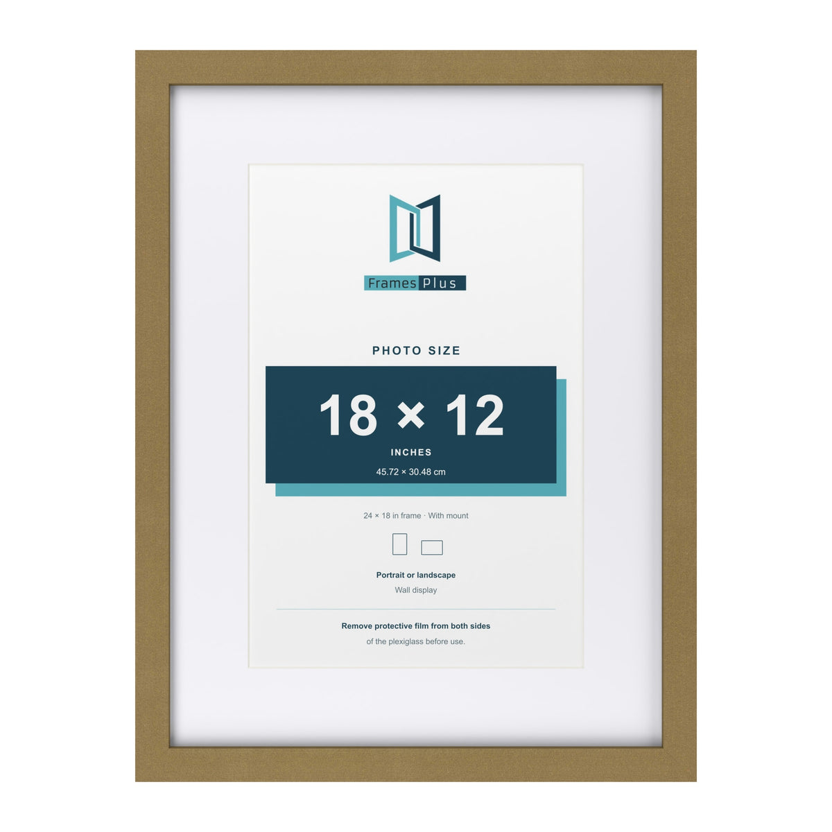 Gold 24 x 18 inch picture frame with a white mount for a 18 x 12 inch photo