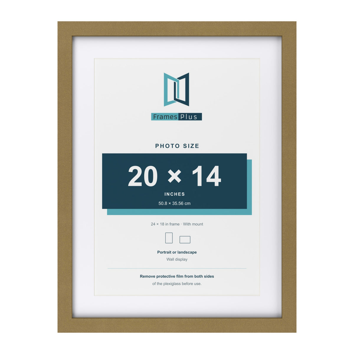 Gold 24 x 18 inch picture frame with a white mount for a 20 x 14 inch photo