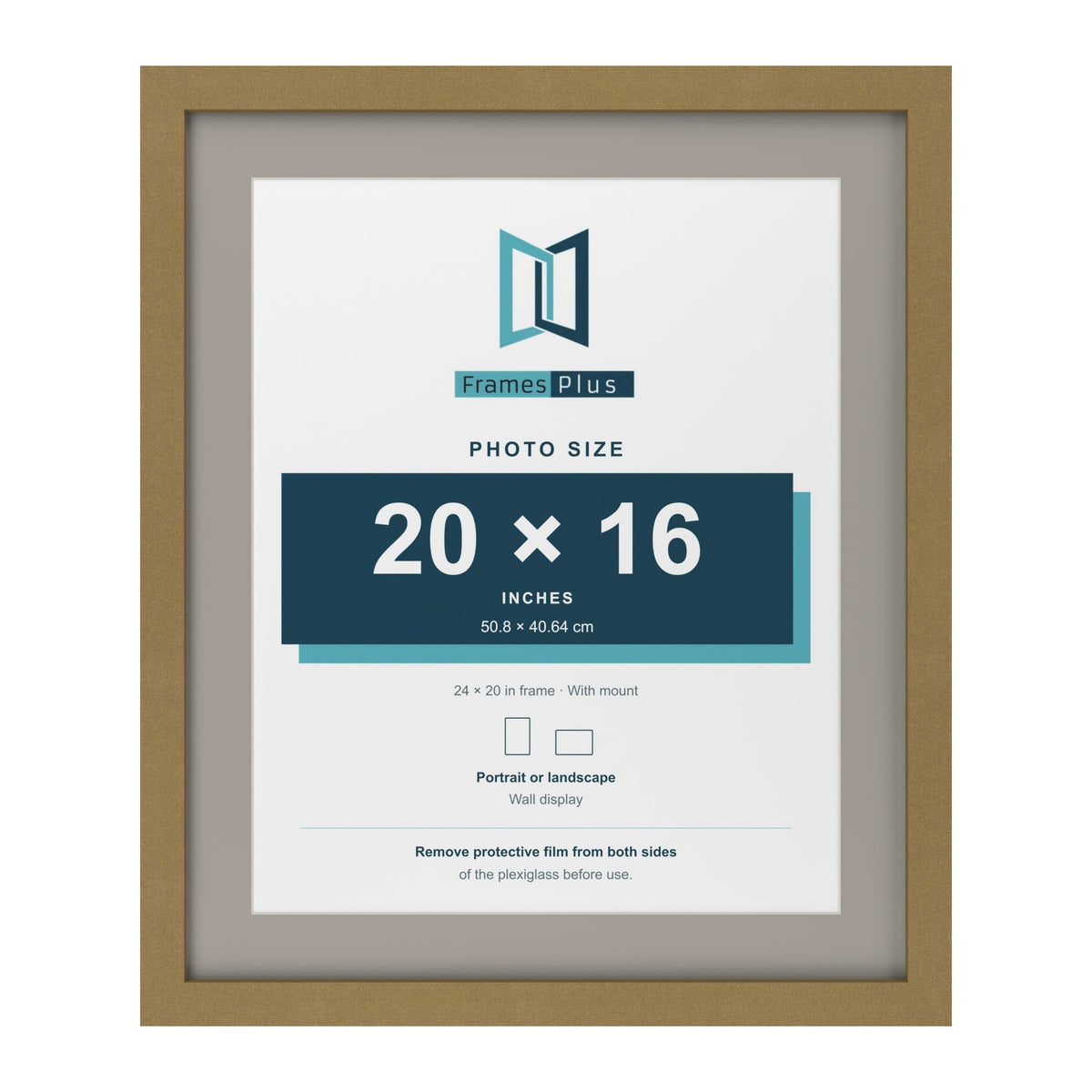 Gold 24 x 20 inch picture frame with a Dawn Grey mount for a 20 x 16 inch photo