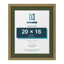 Gold 24 x 20 inch picture frame with a green mount for a 20 x 16 inch photo