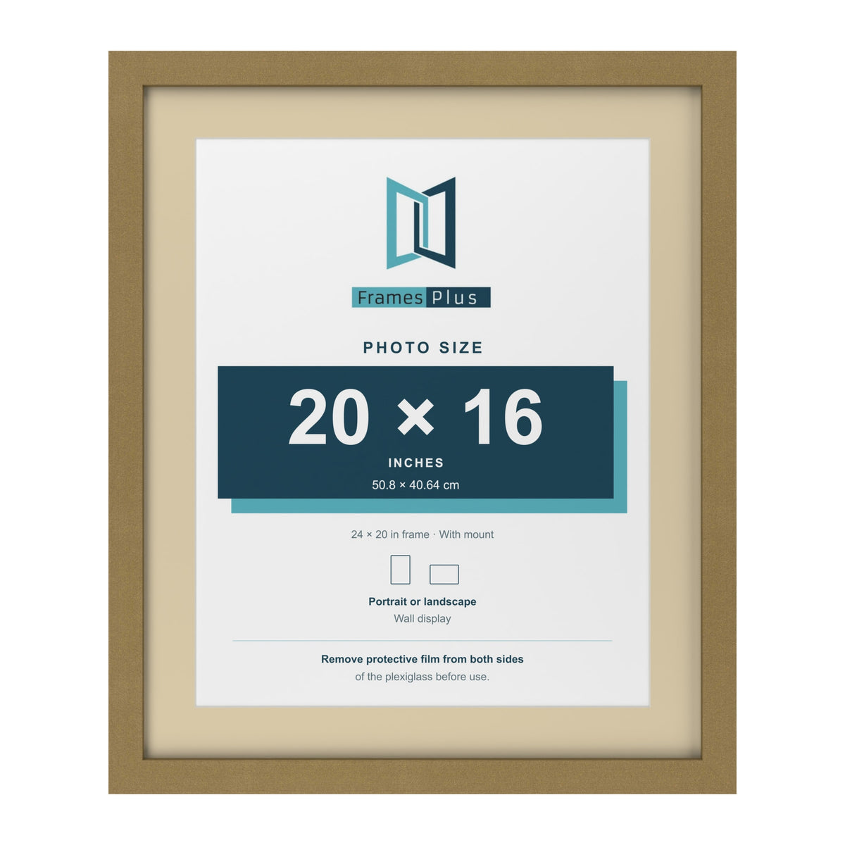 Gold 24 x 20 inch picture frame with an ivory mount for a 20 x 16 inch photo