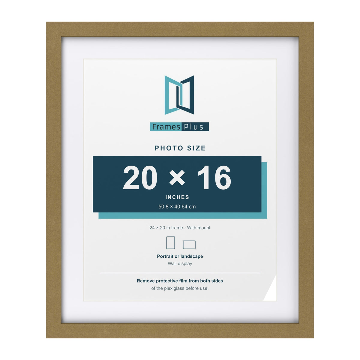 Gold 24 x 20 inch picture frame with a white mount for a 20 x 16 inch photo