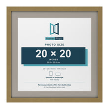 Gold 24 x 24 inch picture frame with a Dawn Grey mount for a 20 x 20 inch photo