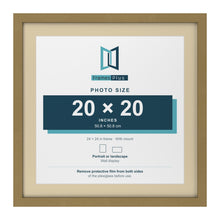 Gold 24 x 24 inch picture frame with an ivory mount for a 20 x 20 inch photo