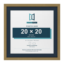 Gold 24 x 24 inch picture frame with a Pacific Blue mount for a 20 x 20 inch photo