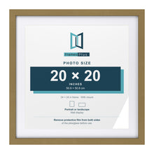 Gold 24 x 24 inch picture frame with a white mount for a 20 x 20 inch photo