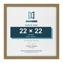 Gold 24 x 24 inch picture frame with a white mount for a 22 x 22 inch photo
