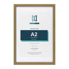 Gold 30 x 20 inch picture frame with a white mount for an A2 photo