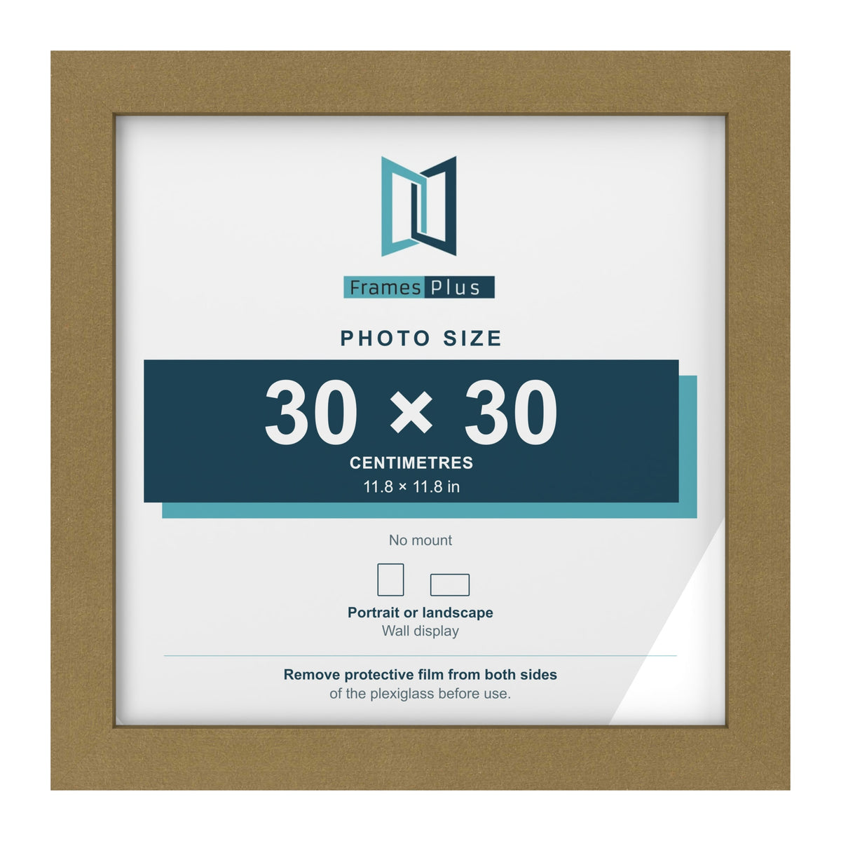 Gold picture frame for a 30 x 30 cm photo