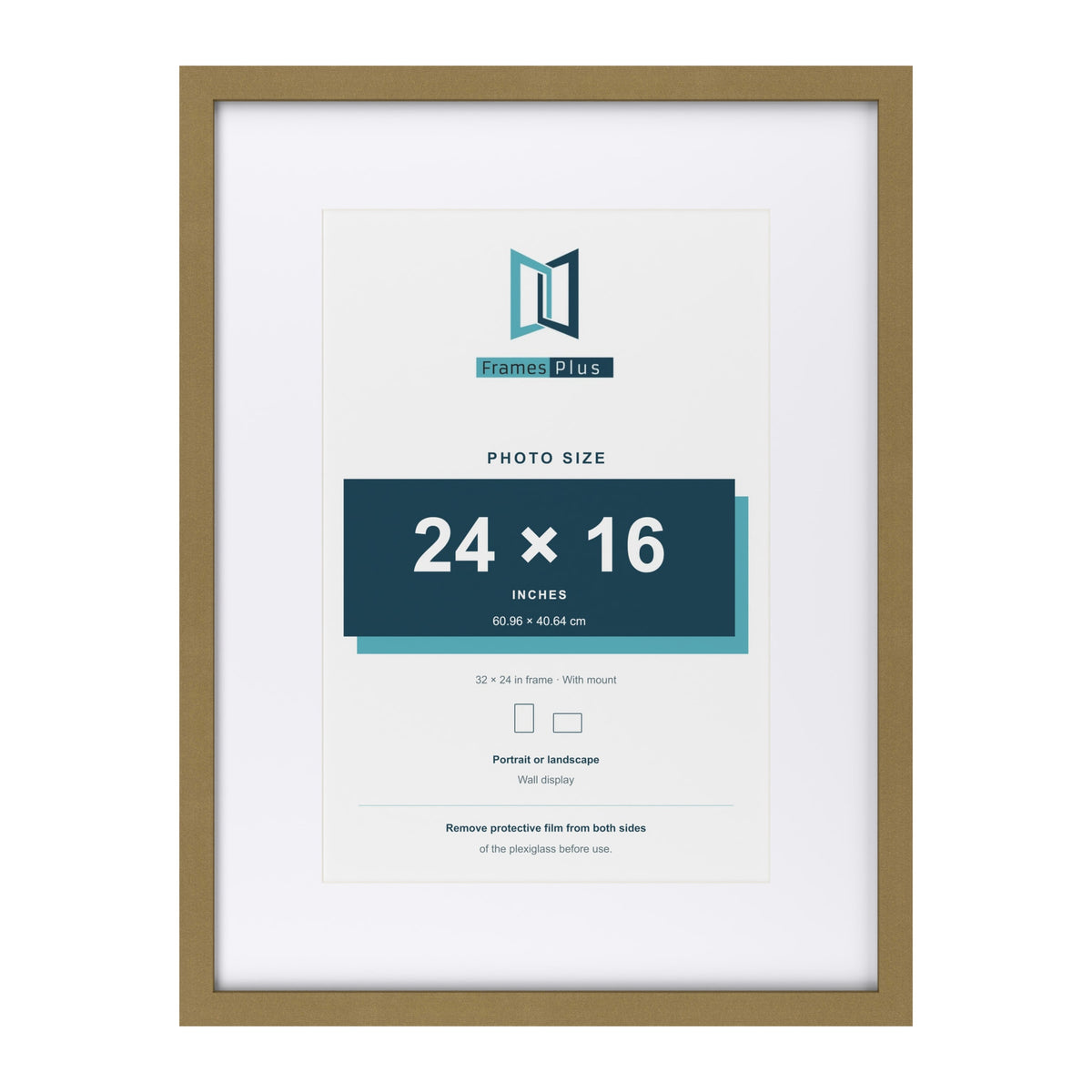 Gold 32 x 24 inch picture frame with a white mount for a 24 x 16 inch photo