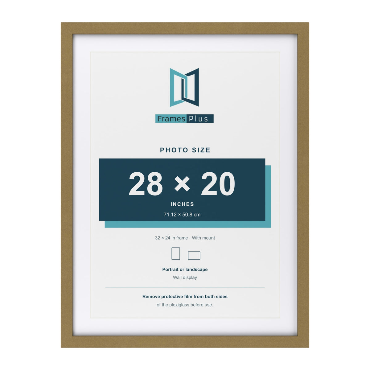 Gold 32 x 24 inch picture frame with a white mount for a 28 x 20 inch photo