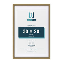 Gold 36 x 24 inch picture frame with a white mount for a 30 x 20 inch photo