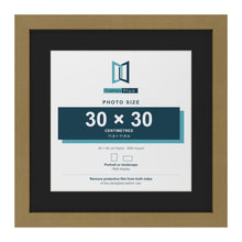 Gold 40 x 40 cm picture frame with a black mount for a 30 x 30 cm photo