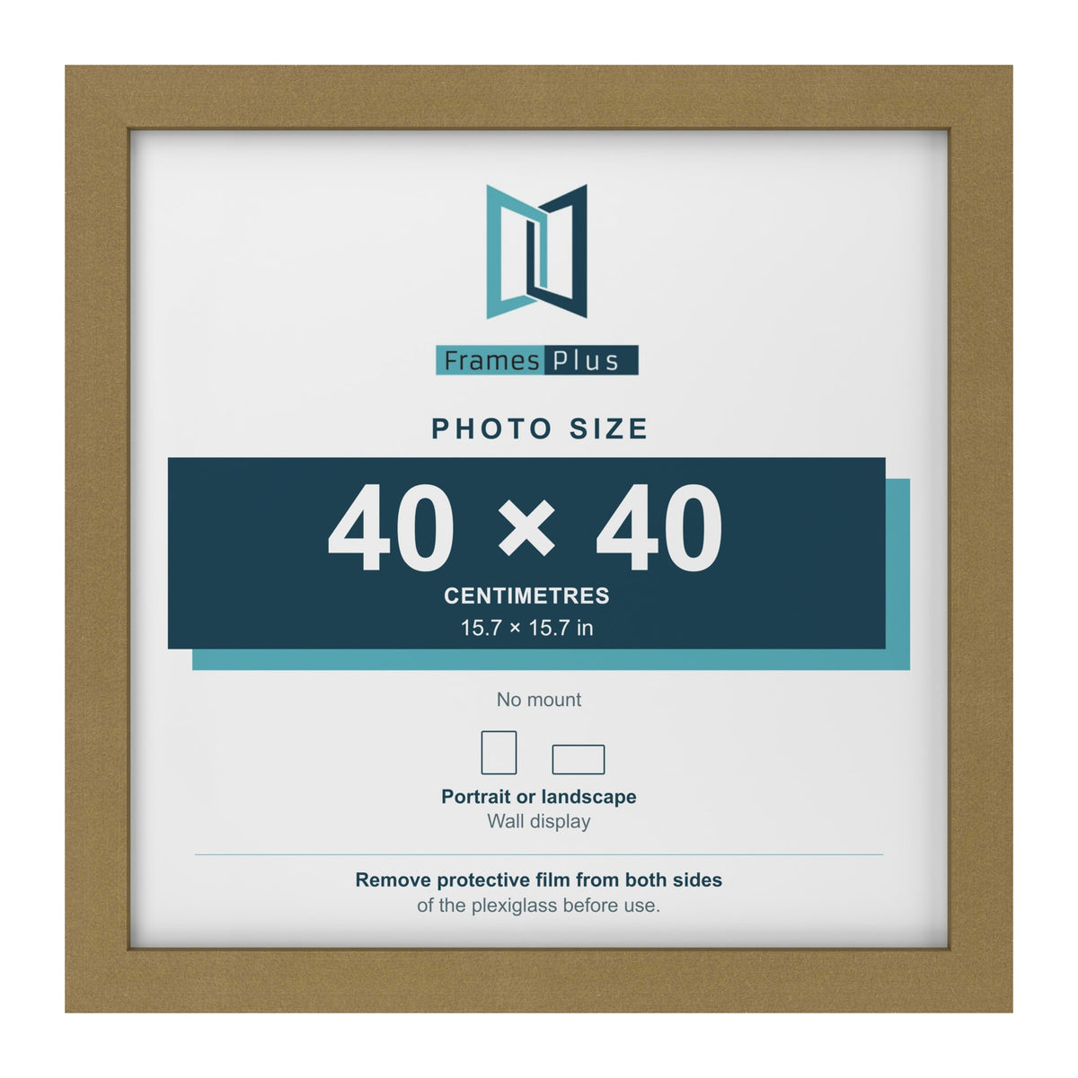 Gold picture frame for a 40 x 40 cm photo