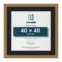 Gold 50 x 50 cm picture frame with a black mount for a 40 x 40 cm photo