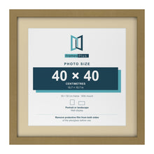 Gold 50 x 50 cm picture frame with an ivory mount for a 40 x 40 cm photo