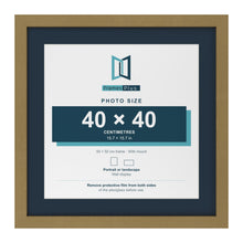 Gold 50 x 50 cm picture frame with a Pacific Blue mount for a 40 x 40 cm photo